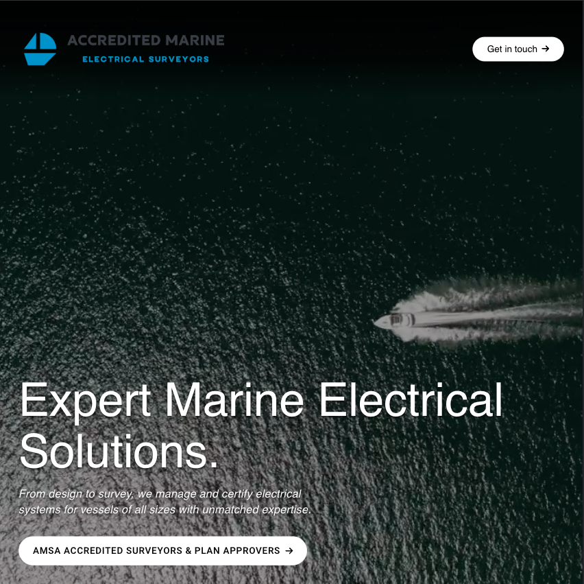 Accredited Marine Electrical Surveyors Website preview